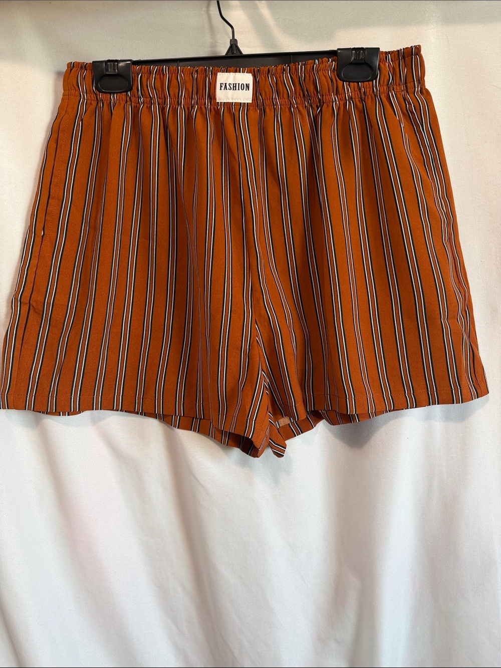Men's Striped Rust Hybrid Shorts with Elastic Waist